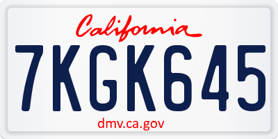 CA license plate 7KGK645