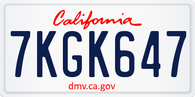 CA license plate 7KGK647