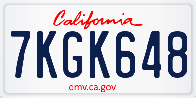 CA license plate 7KGK648