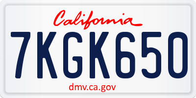 CA license plate 7KGK650