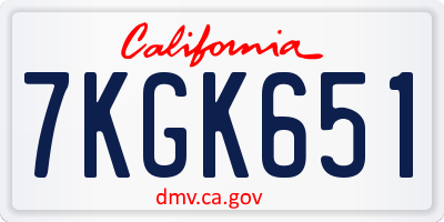 CA license plate 7KGK651