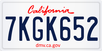 CA license plate 7KGK652