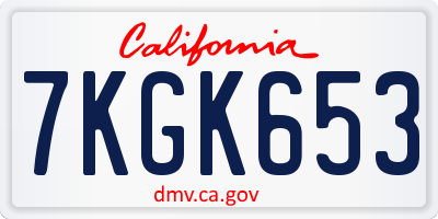 CA license plate 7KGK653