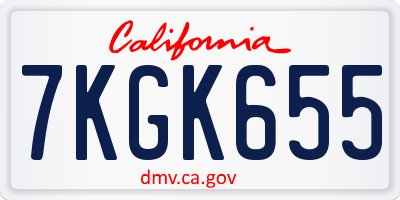 CA license plate 7KGK655