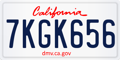 CA license plate 7KGK656