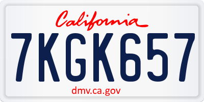 CA license plate 7KGK657