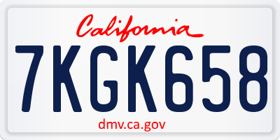 CA license plate 7KGK658