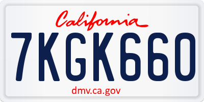CA license plate 7KGK660