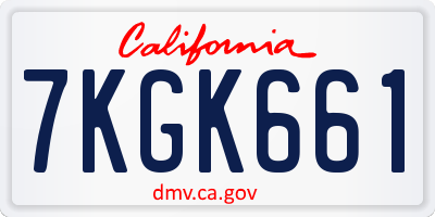 CA license plate 7KGK661