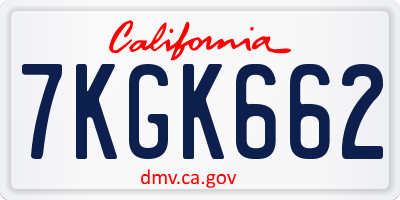 CA license plate 7KGK662