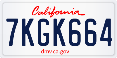 CA license plate 7KGK664