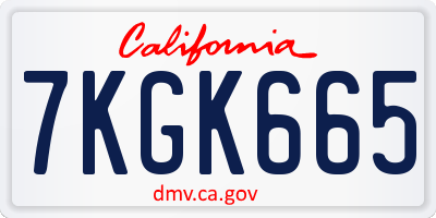 CA license plate 7KGK665