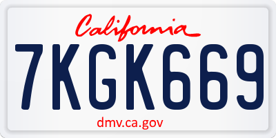 CA license plate 7KGK669