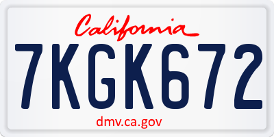 CA license plate 7KGK672