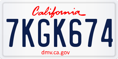 CA license plate 7KGK674