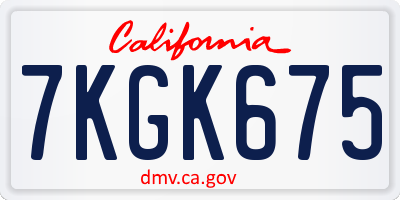 CA license plate 7KGK675