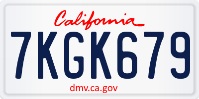 CA license plate 7KGK679