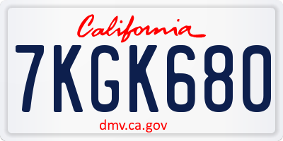 CA license plate 7KGK680