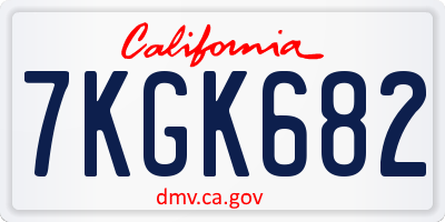 CA license plate 7KGK682