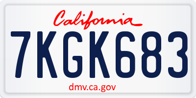 CA license plate 7KGK683