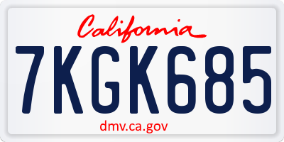 CA license plate 7KGK685