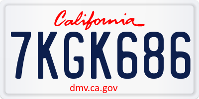 CA license plate 7KGK686