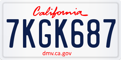 CA license plate 7KGK687