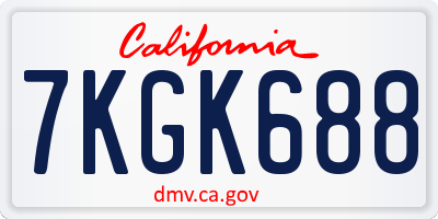 CA license plate 7KGK688