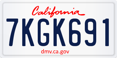 CA license plate 7KGK691