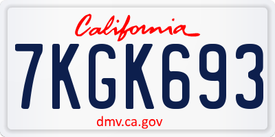 CA license plate 7KGK693