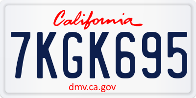 CA license plate 7KGK695