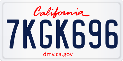 CA license plate 7KGK696