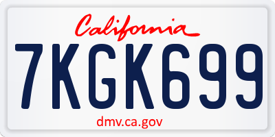 CA license plate 7KGK699