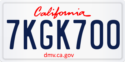 CA license plate 7KGK700