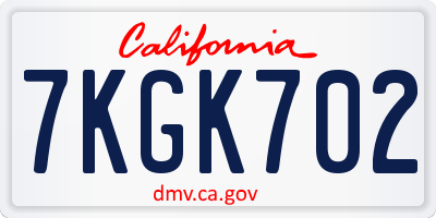 CA license plate 7KGK702