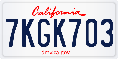 CA license plate 7KGK703