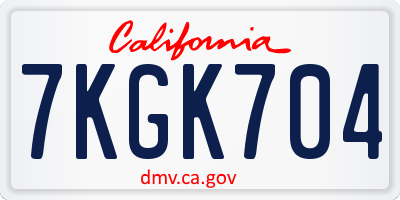 CA license plate 7KGK704