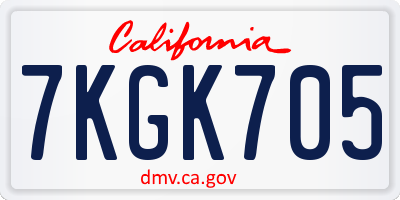 CA license plate 7KGK705