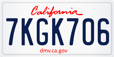 CA license plate 7KGK706