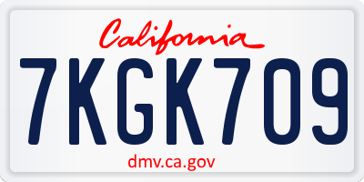 CA license plate 7KGK709
