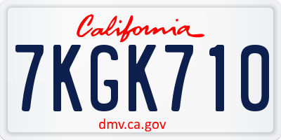 CA license plate 7KGK710
