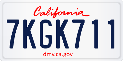 CA license plate 7KGK711