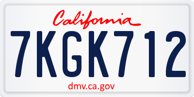 CA license plate 7KGK712