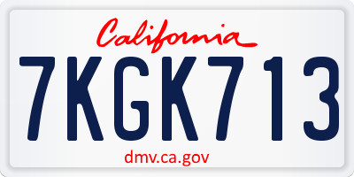 CA license plate 7KGK713