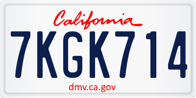 CA license plate 7KGK714