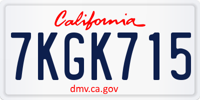 CA license plate 7KGK715