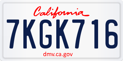 CA license plate 7KGK716
