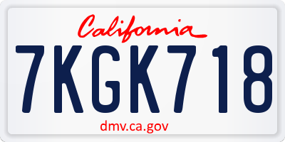 CA license plate 7KGK718