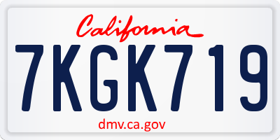 CA license plate 7KGK719