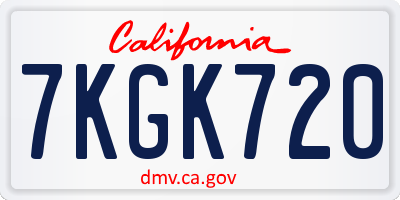 CA license plate 7KGK720